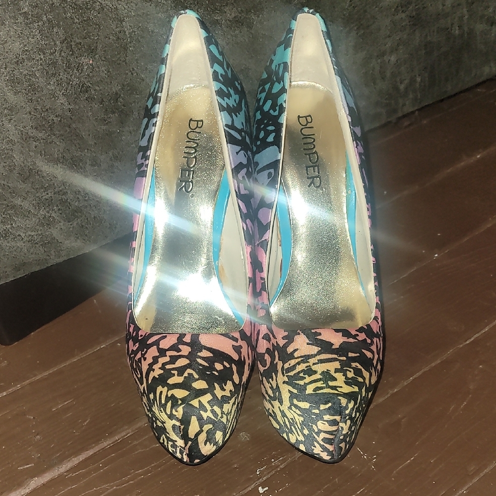 Bumper Vibrant Animal Print Heels - Picture 2 of 5
